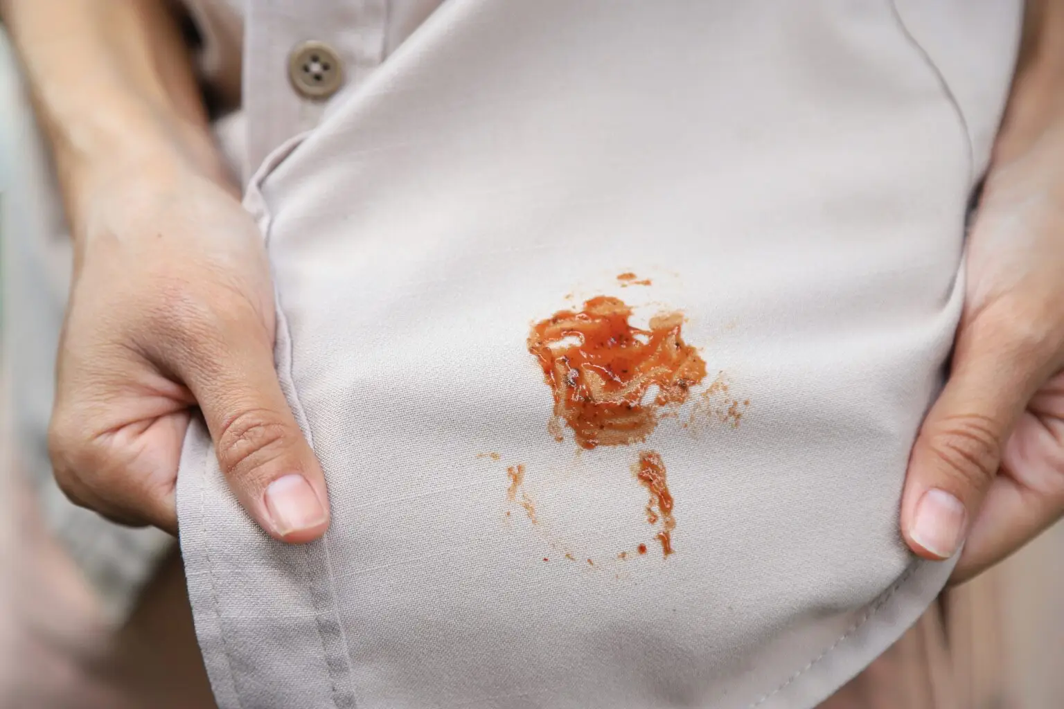 Come togliere le macchie di salsa dai vestiti